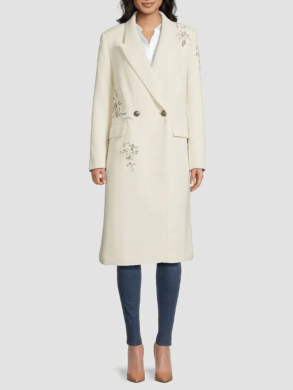 Kobi Halperin Mayer Double-Faced Wool Double-Breasted Coat In Ivory Size XS $998
